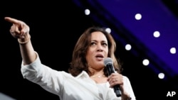 Democratic pDemocratic presidential candidate Sen. Kamala Harris speaks at the Presidential Gun Sense Forum, Aug. 10, 2019, in Des Moiresidential candidate Sen. Kamala Harris speaks at the Presidential Gun Sense Forum, Aug. 10, 2019, in Des Moines, Iowa. 