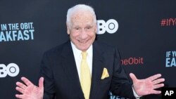FILE - Mel Brooks attends the LA Premiere of "If You're Not In The Obit, Eat Breakfast" at the Samuel Goldwyn Theater, May 17, 2017, in Beverly Hills, Calif. 