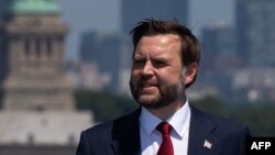 US Vice President JD Vance speaks at the International Naval Review aboard the USS Kearsarge in New York Harbor during celebrations marking the 250th anniversary of the United States on July 4, 2026.