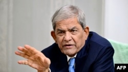 In this photograph taken on August 21, 2024, Bangladesh Nationalist Party (BNP) general secretary Mirza Fakhrul Islam Alamgir speaks during an interview with AFP in Dhaka.