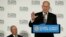 California Gov. Jerry Brown speaks as Michael Bloomberg (L) listens during a news conference at the Global Action Climate Summit, Sept. 13, 2018, in San Francisco. 