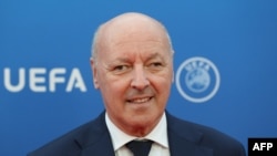 Le directeur sportif de la Juventus, Giuseppe Marotta, participe au tirage au sort du tournoi de football de l'UEFA Champions League organisé au Grimaldi Forum à Monaco le 30 août 2018.