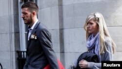 Chris Gard and Connie Yates, who are battling to take their baby Charlie to the U.S. for treatment against advice from doctors that he should be taken off life support, arrive at The High Court in London, Britain, April 5, 2017. 