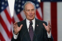 FILE - Billionaire and former New York City mayor Michael Bloomberg speaks at the Greenwood Cultural Center in Tulsa, Oklahoma, Jan. 19, 2020.