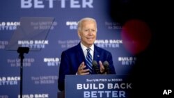 Democratic presidential candidate former Vice President Joe Biden speaks at a campaign event at the Colonial Early Education Program at the Colwyck Training Center, Tuesday, July 21, 2020 in New Castle, Del. (AP Photo/Andrew Harnik)