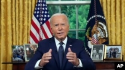 Presidente Joe Biden falando ao país sobre a tentativa de assassinato do candidato presidencial republicano e ex-presidente Donald Trump em comício na Pensilvânia, 14 julho 2024