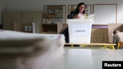 Presidential and parliamentary elections at a polling centre in a school in Livno