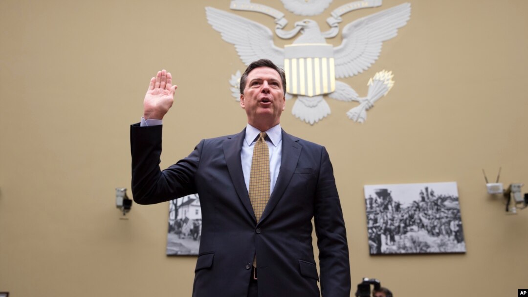 Direktur Biro Penyelidik Federal (FBI), James Comey memberikan kesaksian di depan Komisi Kongres AS, Kamis (7/7).