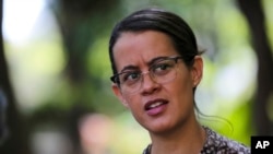 Biani Lopez-Antunez, who was abused by a Legion of Christ school director in Cancun between the ages of 8 and 10 years old, speaks during an interview in Mexico City, March 3, 2020. 