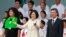 New Taiwan's President Tsai Ing-wen, center, and Vice President Chen Chien-jen, right, attend their inauguration ceremonies in Taipei, Taiwan, Friday, May 20, 2016.