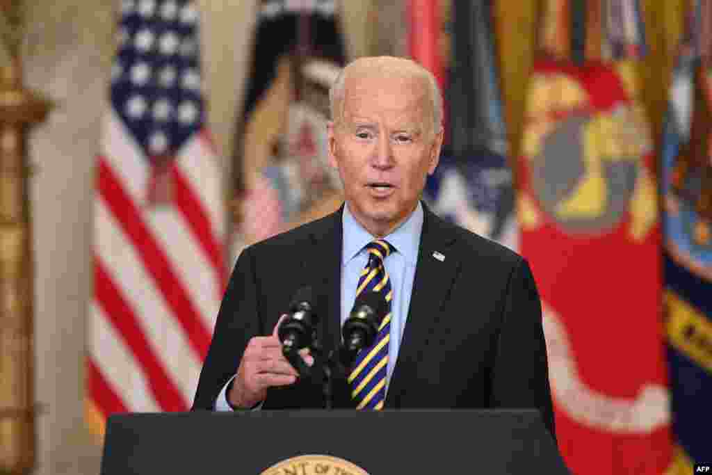 조 바이든 미국 대통령이 백악관에서 아프가니스탄 주둔 병력 철수에 관해 설명했다.