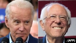 Mantan Wakil Presiden AS Joe Biden (kiri) kembali mengalahkan Senator Vermont Bernie Sanders dalam pemilihan pendahuluan calon presiden Partai Demokrat, Selasa (10/3). 