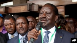 Raila Odinga de la Super alliance nationale présidentielle (NASA), coalition de l’opposition pour l’élection présidentielle, à Nairobi, Kenya, 28 mai 2017.