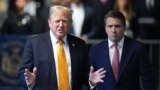 Former US President and Republican presidential candidate Donald Trump speaks to the press as the 12 jurors began deliberating in his criminal hush money trial at Manhattan Criminal Court in New York City on May 29, 2024.