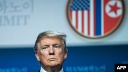 U.S. President Donald Trump attends a press conference following the second U.S.-North Korea summit in Hanoi, Feb. 28, 2019.