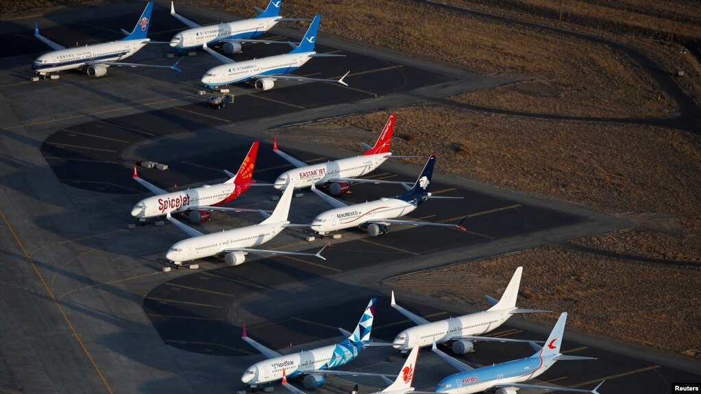 Các máy bay Boeing 737 MAX tại cơ sở của Boeing ở Sân bay Quốc tế Grant County.
