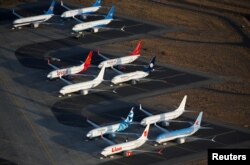 두 번의 추락사고로 운항이 중단된 보잉 737 맥스 여객기들이 지난달 16일 미국 워싱턴주 그랜트카운티 국제공항에 세워져있다.