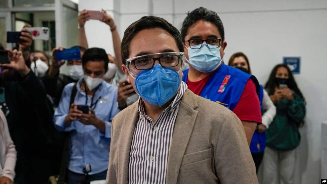 Special Prosecutor's Office Against Impunity Juan Francisco Sandoval arrives at a press conference in Guatemala City, July 23, 2021, after the country's attorney general removed him from his post.