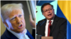 Presidente dos EUA, Donald Trump (esq) e o Presidente colombiano, Gustavo Petro (dir).