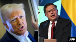 Presidente dos EUA, Donald Trump (esq) e o Presidente colombiano, Gustavo Petro (dir).