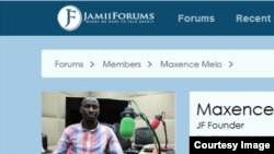 Mtandao wa jamiiforums ukiwa na wasifu na picha ya muanzilishi mwenza Maxence Melo Mubyazi