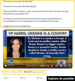 Publicaciones virales sacan de contexto una frase de Kamala Harris sobre Ucrania