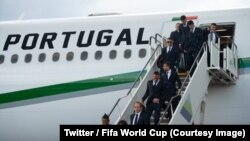 Le Portugal, emmené par le quadruple Ballon d'or Cristiano Ronaldo, est arrivé à Moscou, le 9 juin 2018. (Twitter/Fifa World Cup)