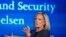 Secretary of Homeland Security Kirstjen Nielsen speaks to George Washington University's Center for Cyber and Homeland Security, in Washington, Wednesday, Sept. 5, 2018. Nielsen lays out her vision for the sprawling department, as midterm elections loom amid persistent threats of hacking and the immigration debate continues to rage.
