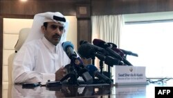 Saad Sherida Al-Kaabi, Menteri Energi Qatar, dalam konferensi pers di Doha, Ibu Kota Qatar, 3 Desember 2018. (Foto: AFP)