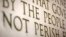 FILE - A line from Abraham Lincoln's "Gettysburg Address" is displayed at the Lincoln Memorial in Washington.