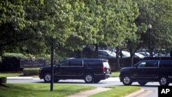 President Donald Trump's motorcade arrives at Trump National Golf Club, May 23, 2020, in Sterling, Va.