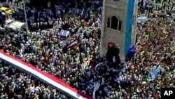 An image taken from footage uploaded on YouTube shows hundreds of thousands of Syrian anti-government protesters flooding the streets of the central city of Hama on July 1, 2011