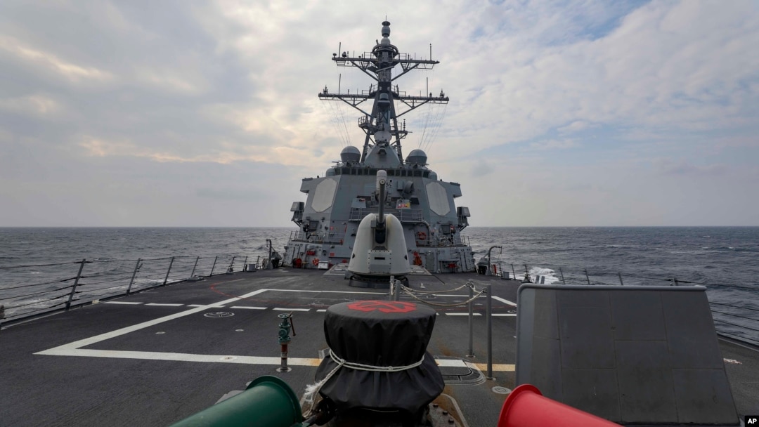 FILE - In this photo provided by U.S. Navy, the guided-missile destroyer USS Higgins conducts a routine Taiwan Strait transit Sept. 20, 2022. (Mass Communication Specialist 1st Class Donavan K. Patubo/U.S. Navy via AP)