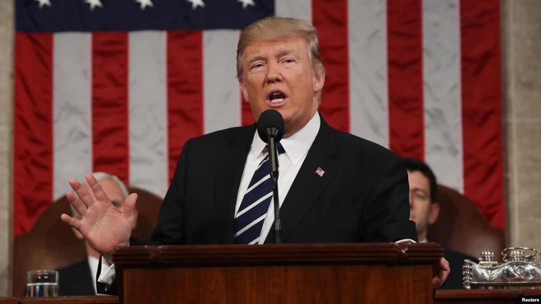 Presiden AS Donald J. Trump berpidato di Kongres (28/2). (Reuters/Jim Lo Scalzo)
