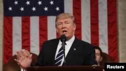  Donald Trump s'adressant au Congrès, Washington,le 28 février 2017.