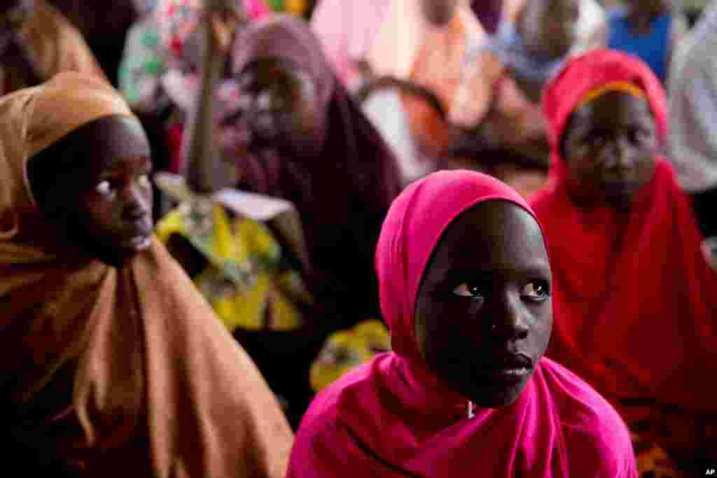 Children receive schooling as U.S. Ambassador to the United Nations Samantha Power visits the Malkohi Internally Displaced Persons Camp in Yola, Nigeria. Power is traveling to Cameroon, Chad, and Nigeria to highlight the growing threat Boko Haram poses to the Lake Chad Basin region.