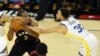  Kawhi Leonard, à gauche, alors avec les Toronto Raptors, contre Stephen Curry des Warriors, Oakland, Californie, le 5 juin 2019. (Sergio Estrada-USA TODAY Sports)