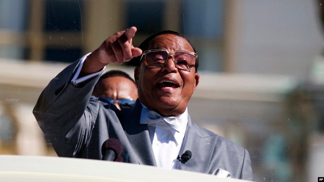 Minister Louis Farrakhan speaks during a rally to mark the 20th anniversary of the Million Man March in Washington, Oct. 10, 2015.